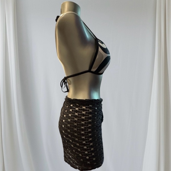 💟🇨🇦Vintage Chic Black Crochet Swim Coverup - Picture 12 of 13